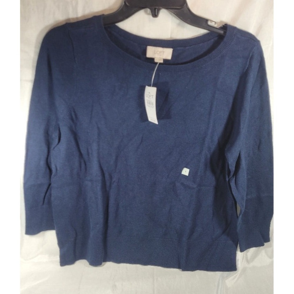 Loft Women's 3/4 Sleeve Rayon Blend Lightweight Sweater - Blue - Small - $55